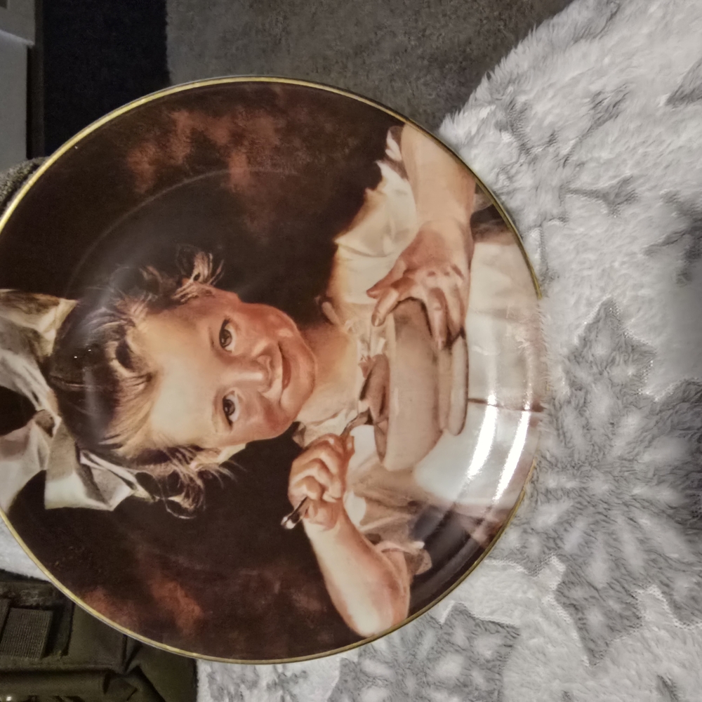 Vintage Ceramic Plate with Child Portrait